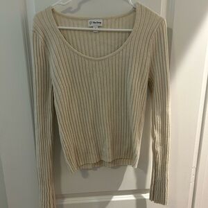 The Drop Women's Cream Ribbed Sweater